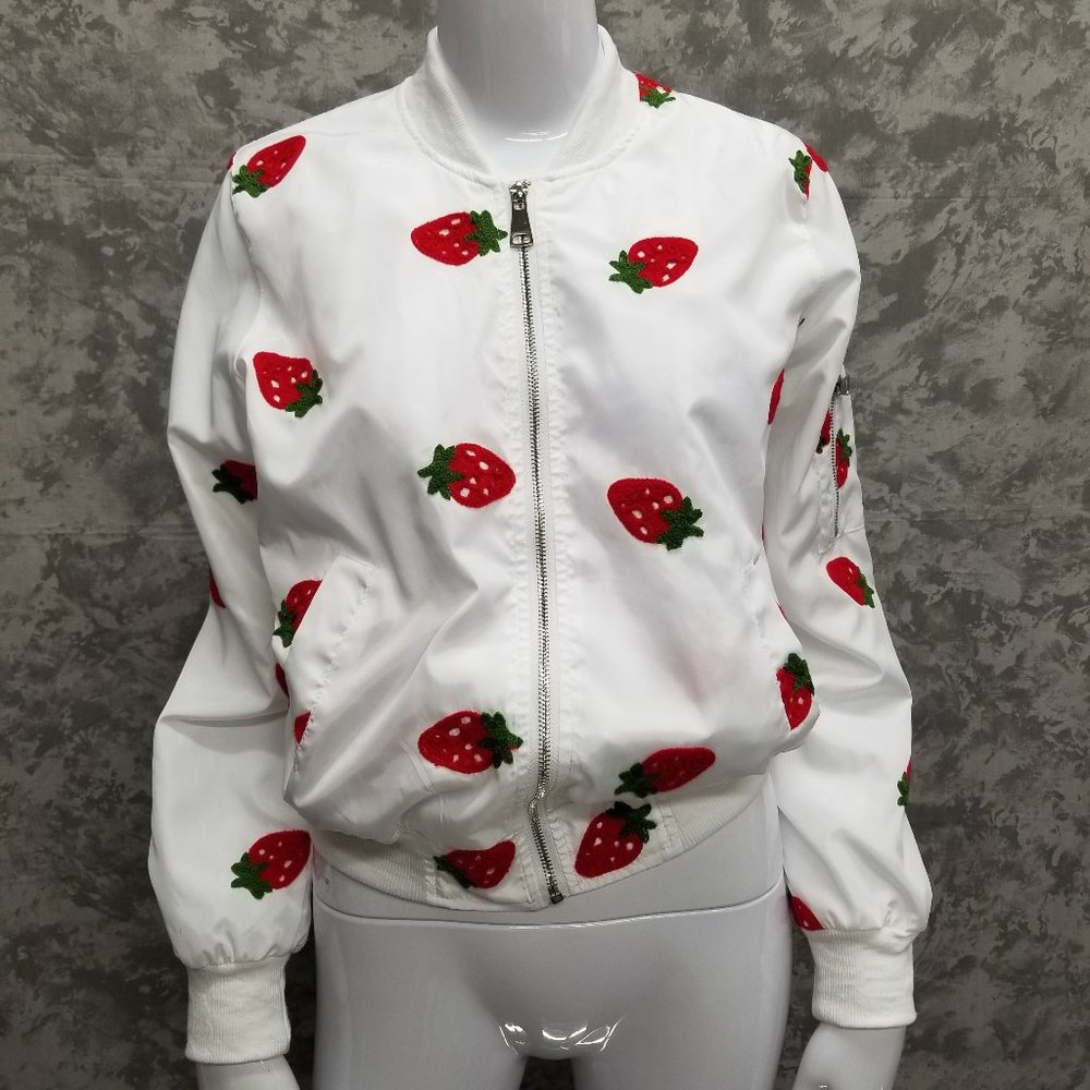 36.5 White Strawberries Lightweight Bomber Jacket